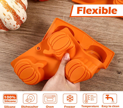 Webake Pumpkin Cake Molds, 6-Cavity Silicone Pumpkin Cake Pan for Baking Cupcake Chocolate, Pack of 2