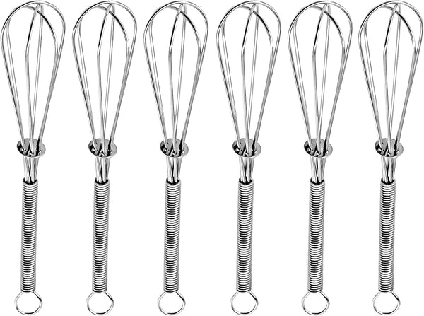 Anaeat 6 Pack Small Wire Whisks - Portable Stainless Steel Tiny Whisk & Egg Beater for Cooking, Blending