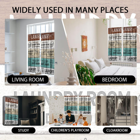 Laundry Kitchen Window Curtain, Rustic Wash Dry Quotes Words, 27.5" W x 45" L Curtains Set for Bedroom, 2 Panels