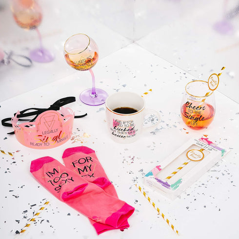 Pavilion Gift Company I Used To Be Hitched But I'm Better Now, 11 Oz Red Ombre & Gold Tipsy Stemmed Wine Glass