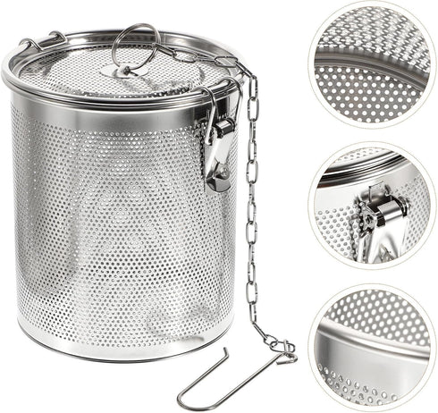 5.51x5.51x5.90 Inch Yardwe Stainless Steel Spice Infuser Basket with Chain Hook, Extra Fine Mesh Soup Strainer
