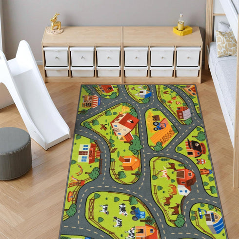 79"x39" STARUIA Washable Kids Carpet Playmat Rug for Boys Room, Large Toddler Car Rug for Kids Toy Cars, Fun Learning