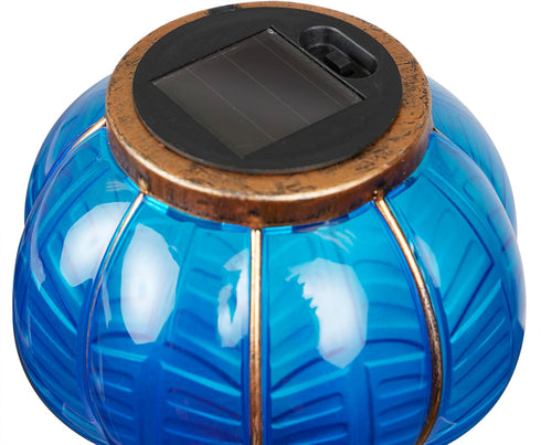 45" Alpine Corporation H Outdoor Solar Hot Air Balloon Spinning Garden Stakes with LED Lights, Blue/Purple