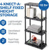 Gracious Living 4 Shelf Knect-A-Shelf, Ventilated Light Duty Storage Unit for Home, Garage, Basement, Black