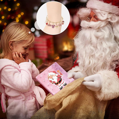 Christmas Advent Calendar 2024 for Girls, 24 Days Countdown with DIY Charm Bracelet & Necklace Holiday Gift