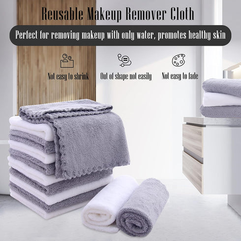 12 Pack Set TENSTARS Premium Washcloths - Quick Drying- Soft Microfiber Coral Velvet Highly Absorbent Wash Clothes