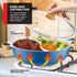 Nonstick Hot Pot with Divider, Blue Shabu Shabu Pot with Silicone Spoons for Cooking Two Broths, Induction or Gas Stove