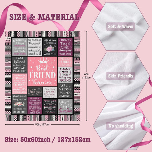 Ivivis 60"X50" Best Friend Birthday Gifts for Women, Christmas & Long Distance Friendship Gifts for BFF, Bestie, Soul