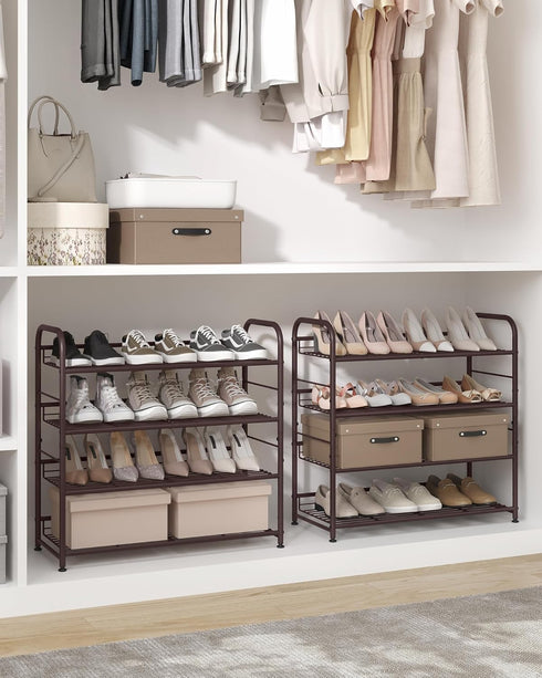4 16 Closet SONGMICS Stackable Shoe Rack, Tier Metal Shoes Rack Storage Shelf, Holds up to Pairs Shoes, Adjustable