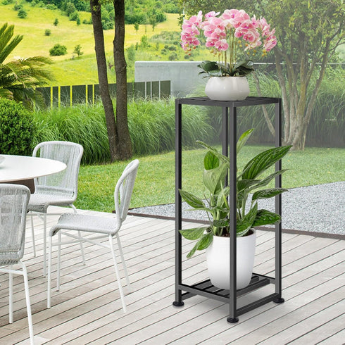 2 LUBORN Plant Stand Indoor Outdoor, Wrought Iron Plant Stands Tier Heavy Duty Metal Pedestal Stand Decorative Flower