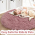 5Ft Blush Fluffy Round Rug for Bedroom, Fuzzy Plush Circle Area Rugs for Baby Kids Room Decor Aesthetic, Shaggy