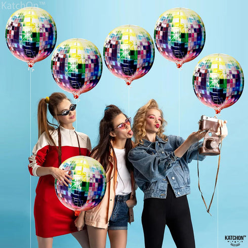 KatchOn Jumbo Disco Ball Balloons - 22 Inch, Pack of 6 for 70s, 80s, 90s Parties & Bachelorette Decorations