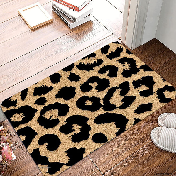 Welcome Mats for Front Door 16x24 Inch Leopard Print Non-Slip Doormat for Indoor/Outdoor Farmhouse Decor