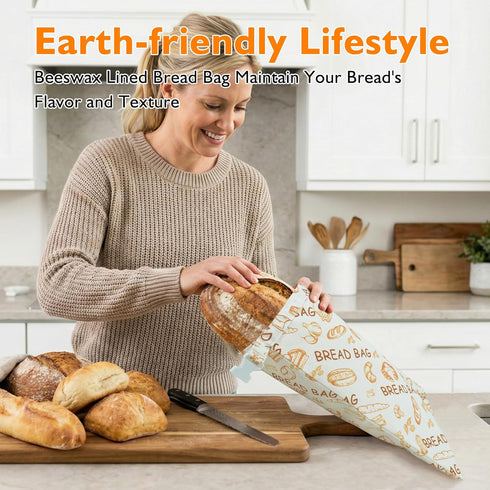 2 Pack Packaging Bread Bags For Homemade Bread,Cotton Beeswax Bread Bags For Sourdough,Waxed,Reusable Cloth Bread Bag