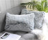 Uhomy 2 Packs Fluffy Accent Pillow Covers, 20"x12", Soft Gray Ombre Faux Fur for Home Decor, 50x30cm