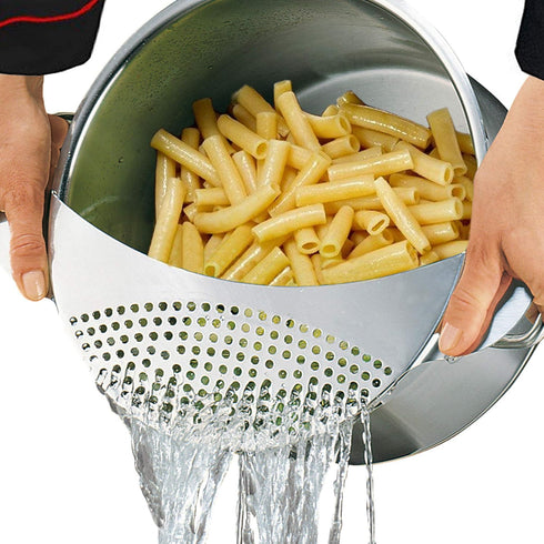 Best Utensils Premium Stainless Steel Pasta Strainer, Fits All Pots Up To 10 Inches