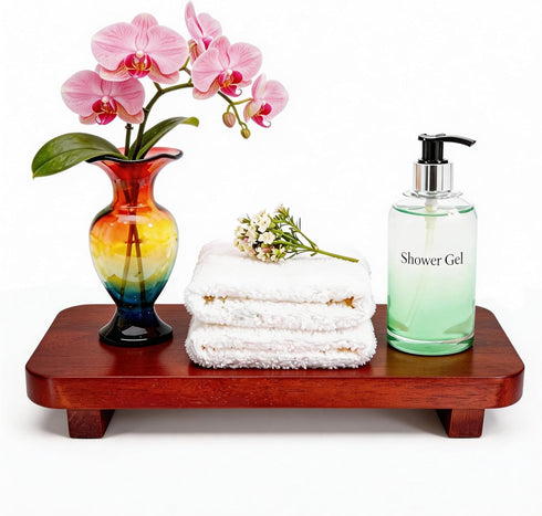 ECOECO Wood Riser for Decor, Widen Size Pedestal Stand for Bathroom,Farmhouse Decorative Tray