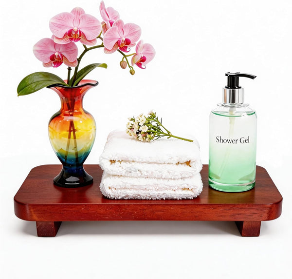 ECOECO Wood Riser for Decor, Widen Size Pedestal Stand for Bathroom,Farmhouse Decorative Tray