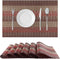 SICOHOME Red Placemats Set of 6, Vintage Vinyl Table Mats, 12x18 inch, Washable Heat-Resistant No-Slip Place Mats