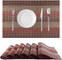 SICOHOME Red Placemats Set of 6, Vintage Vinyl Table Mats, 12x18 inch, Washable Heat-Resistant No-Slip Place Mats