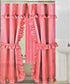 Mosaic Double Swag Fabric Shower Curtain with Vinyl Liner, 12 Rolling Rings, 2 Tie Backs (Pink)