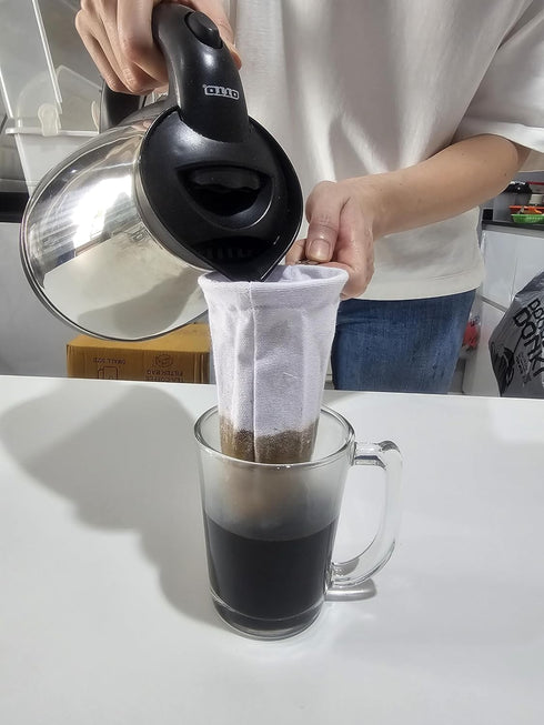 Tea/Coffee Filter, 3.0 inches, Reusable Traditional Thai Style Cloth Tea Filter Sock, Pour Over Coffee Strainer