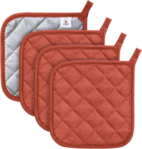 Joyhalo 4 Pack Heat Resistant Pot Holders, Terry Cloth Sets for Kitchen Cooking Baking