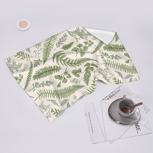 Wovoto Summer Cute Botanic Dish Towels for Drying Dishes, Absorbent Decorative Sage Green Herbs Leaves Kitchen