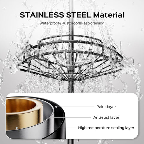 4-Tier 47-121 Inch HAMITOR Shower Caddy Tension Pole: Rustproof Bathroom Corner Shelf Organizer for Renters - No Drill