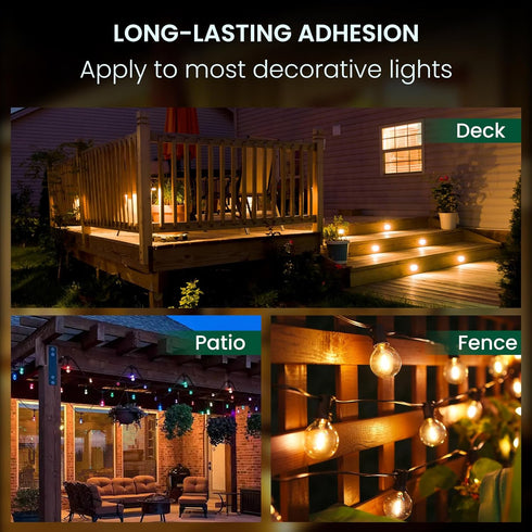 TEZOP 30Pcs Hooks for Outdoor String Lights Clips, Heavy Duty Adhesive Light Hooks for Hanging Christmas Light,Weather