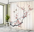 Ambesonne Nature Shower Curtain 69" W x 70" L, Burgundy Black Flowers Buds Birds Art Painting Effect, Cloth Fabric Bath