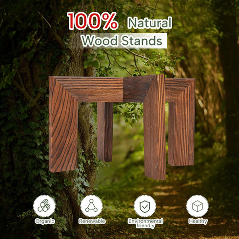 2 Pack 5-15 Inch HPC DECOR Wood Plant Stand-Mid Century Modern Planter Stands-Wooden Flower Pot Stands Riser,Low Short