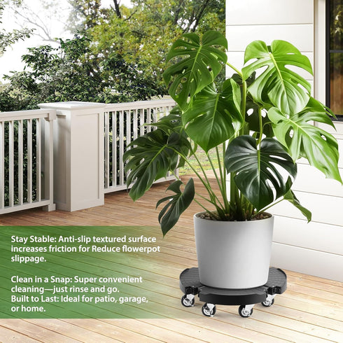 8 Wheels,15-21In 500Lbs Plant Stand With Locking Adjustable Rolling Plant Stands General Large Plant Rolling Tray