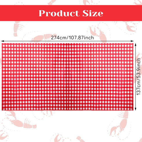 30 2 54 108 Inch Set Flutesan Pcs Disposable Bibs and Pcs x Plastic Red Gingham Checkered Tablecloths Crawfish Boil