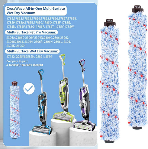 TQEONKL 2PC, 1868/1866 1785 1608683, 160-8683, 1608684 Vacuum Cleaner Rolling Brushes Multi-Surface Brush Roll