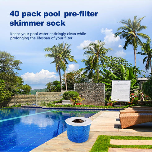 WISHDIAM 50 Pack Pool Skimmer Socks for Filters Baskets, Perfect for Inground and Above Ground Pools, Swimming