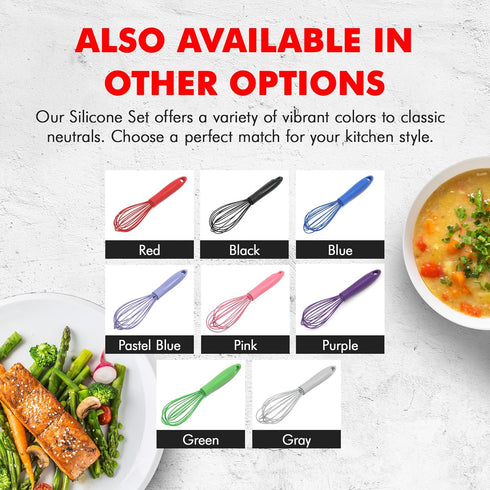 Chef Craft Premium Silicone Wire Cooking Whisk, 10.5 Inch, Red Color