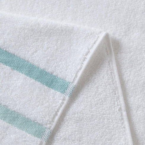 Comfort Spaces 8 Piece Cotton Bath Towel Set, Striped Ultra Soft, Quick Dry, Multi-Sizes, Zero Twist Aqua