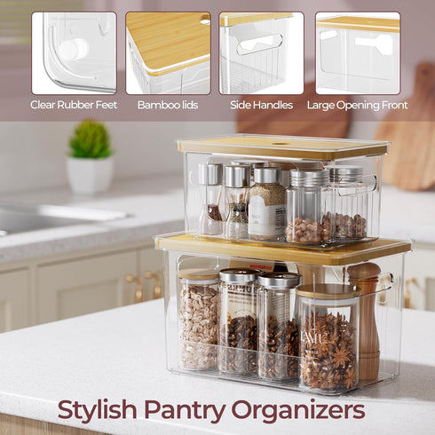 2 Pack Delamu Acrylic Trash Bag Holder, (XL+S) Stackable Garbage Bag Dispenser, Clear Organizer Bins for Under Sink