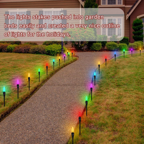 BeapTcely 12 Inches C7 C9 (50, Christmas Light Stakes Universal Yard Lawn Holiday Light Stakes String Lights Ground
