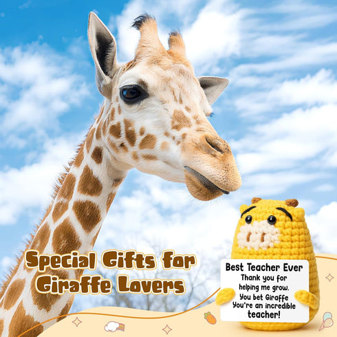 Teacher Appreciate Gifts Positive Giraffe - Thank you for Helping Me Grow, Handmade Crochet Giraffe Cute Stuff Decor
