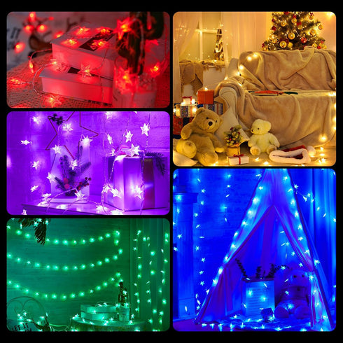 23 50 16 7 Minetom Color Changing Star String Lights - ft LED Ramadan Decorations Star Fairy Lights with Remote
