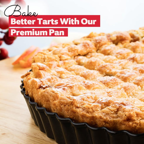Tart Pan 9 Inch Removable Bottom, Carbon Steel Quiche Pan, Non-Stick, Dishwasher Safe for Baking Tarts