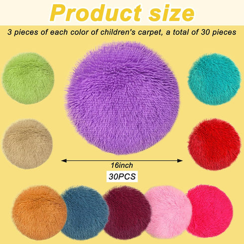 30 16 Inch Pcs Kids Crazy Carpet Circle Seats Round Floor Mat Kids Floor Cushions Soft Colorful Educational Classroom