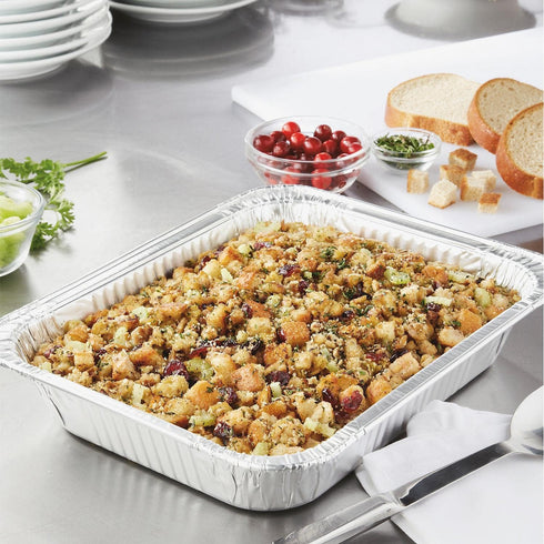 GUSTO 30 Count Half Size Deep Steam Foil Pans, 9x13 Inch Disposable Baking, Cooking, Heating, Storing