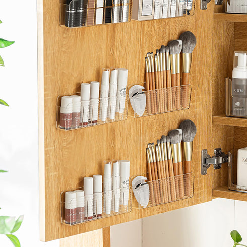 MORNITE Bathroom Medicine Cabinet Organizer Set - Clear Small Shelves Holder for Lipstick, Facial Masks, 2 Pcs Trays