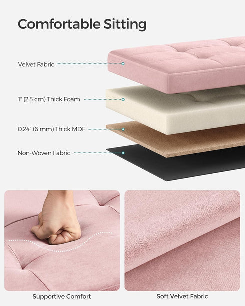 15 15 15 Inches, 11 (43 ULSF227R01 SONGMICS Small Storage Ottoman, Folding Ottoman Cube, x x Footstool, Footrest, Gal.