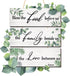 Maitys 3 Pieces Eucalyptus Greenery Wooden Wall Sign, Bless Family Food Love Plaque, Rustic Porch Decor, Green Leaves