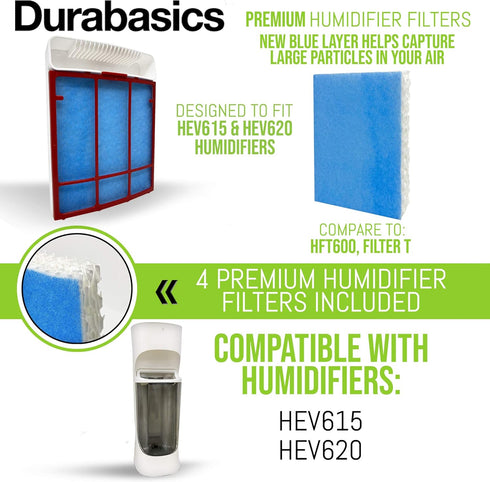 Durabasics Filter Replacements for Honeywell Filter T, 4 Pack for HEV615 & HEV620