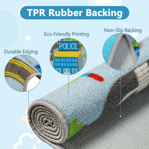 6.6' 5' Capslpad Kids Rug Educational Play Rug x Traffic Road Kids Car Mat Large Learning Play Game Area Rug Kid Carpet
